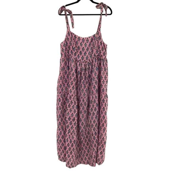 Emerson Fry India Collection Sara Tier Dress Day Flowers Aurora Pink Size Large - Picture 2 of 16